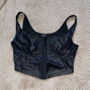 🆕 Shein black pleather cropped bustier top